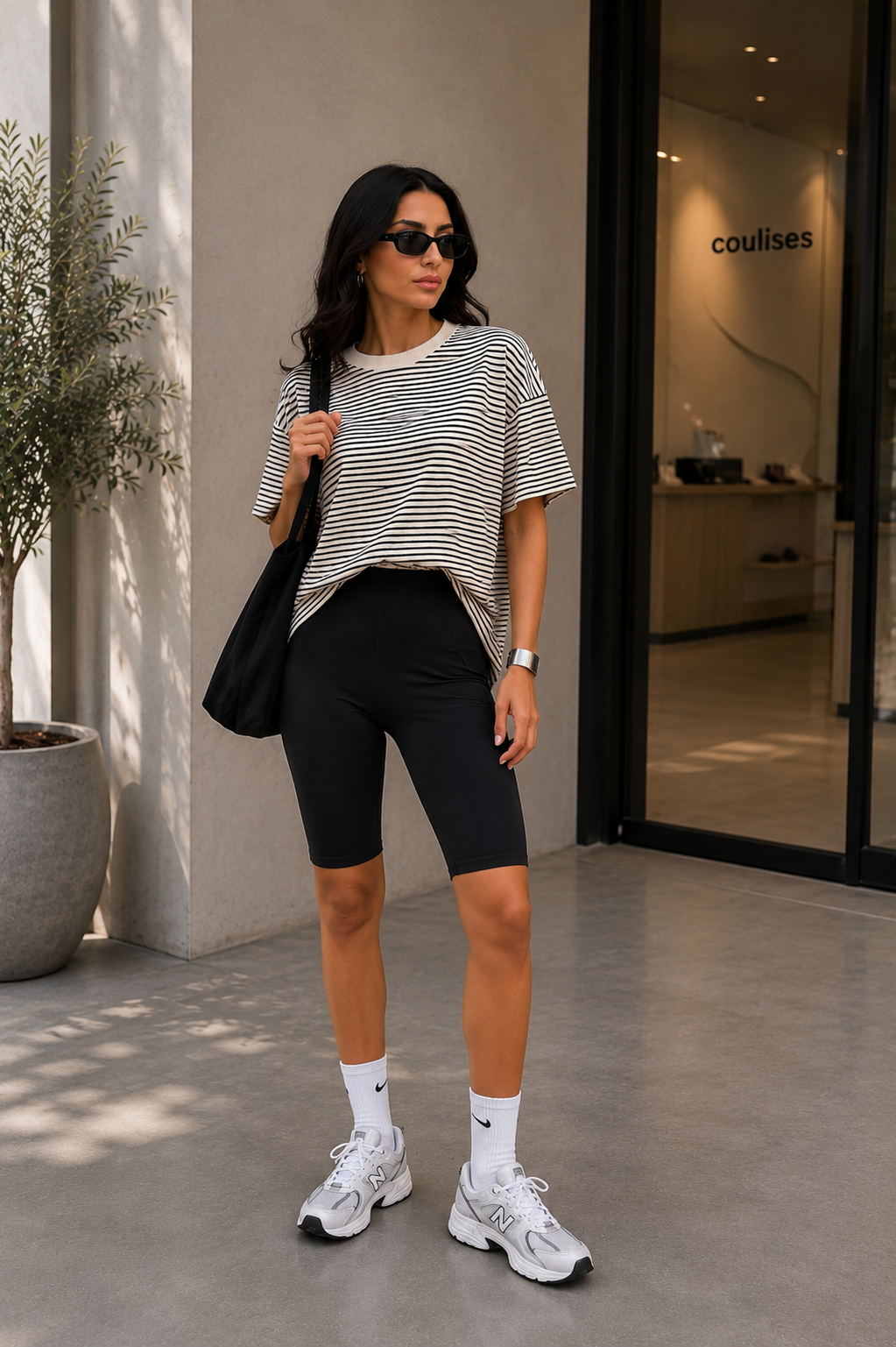 Çizgili Oversize Basic Tişört